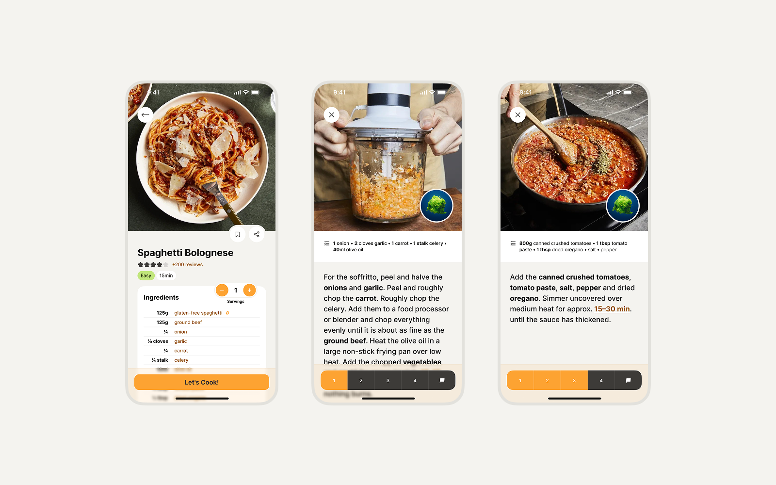 Cook Mate guided cooking screens